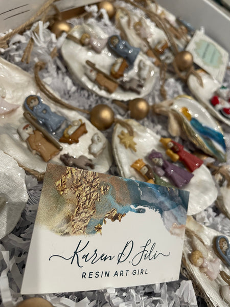 Nativity Oyster Ornament