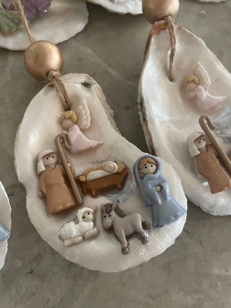 Nativity Oyster Ornament
