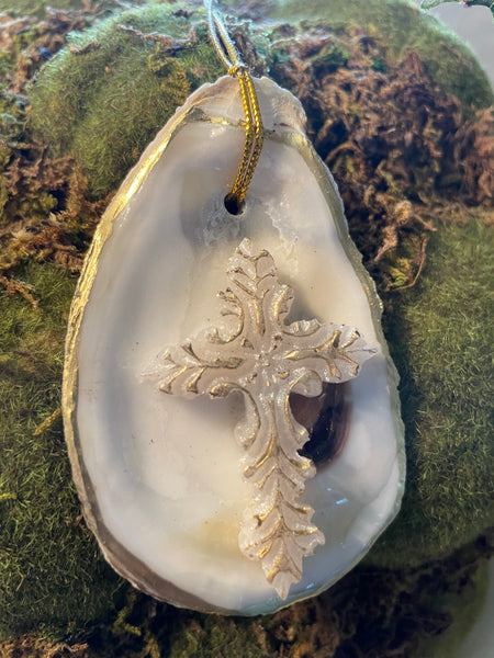 Custom Cross Oyster Ornament