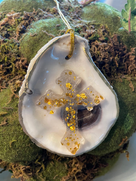 Custom Cross Oyster Ornament