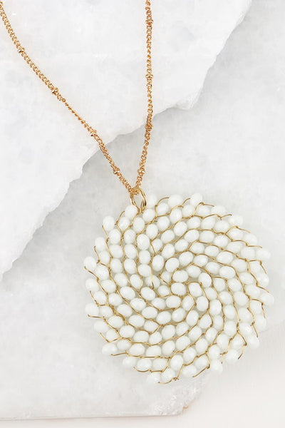 This 32 inch intricate crystal wire link beaded pendant long necklace by Urbanista adds the right bling to any top or dress. Now available in Black, Rose Gold, Black Diamond,Hematite, Bronze, Matte Gold, and Ivory!