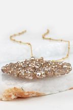 This 32 inch intricate crystal wire link beaded pendant long necklace by Urbanista adds the right bling to any top or dress. Now available in Black, Rose Gold, Black Diamond,Hematite, Bronze, Matte Gold, and Ivory!