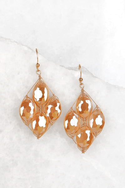 These crystal chandelier wire wrapped earrings are just gorgeous. They are approximately 2" by 2" and hang perfectly. Comes in crystal and champagne.