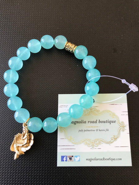 More Natural Stone Bracelets with Charm by Dixie Klein