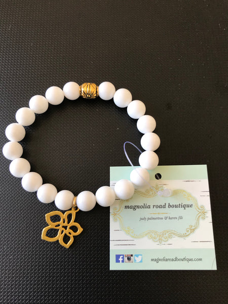 More Natural Stone Bracelets with Charm by Dixie Klein