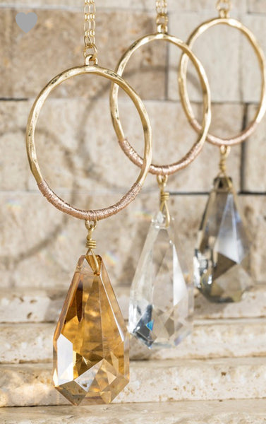 Tear Drop Shimmering Pendant Necklace in