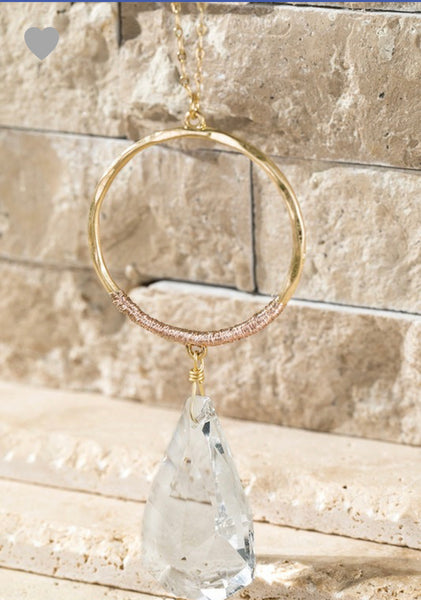 Tear Drop Shimmering Pendant Necklace in