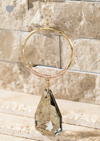 Tear Drop Shimmering Pendant Necklace in