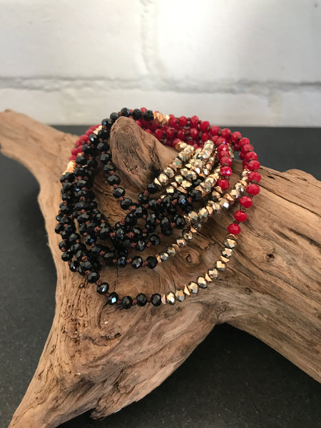 Twice as Nice Red and Black Beaded Necklace