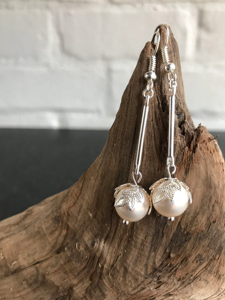Silver Abalone Double Tear Drop Earrings