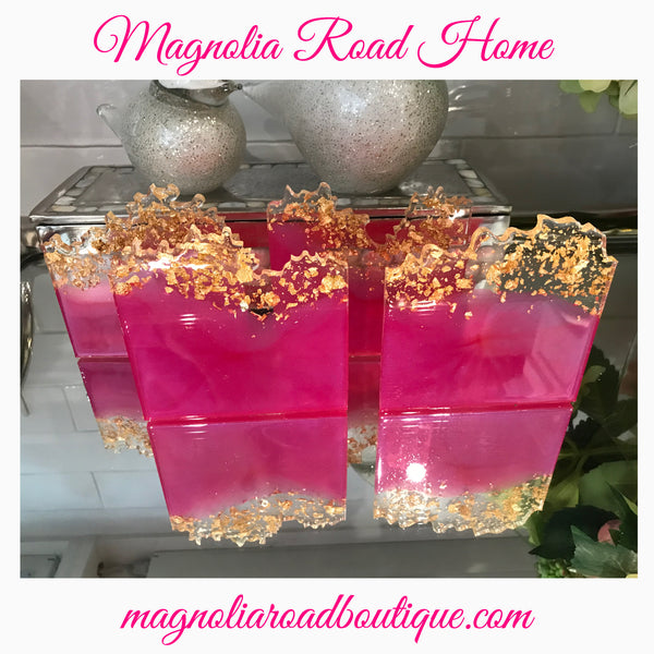 Custom Geode Resin Coaster Set