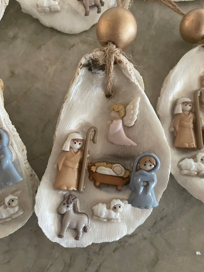 Nativity Oyster Ornament