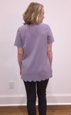 Purplish Top With Scalloped Hem and Sleeves