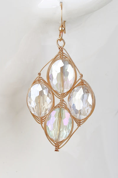 These crystal chandelier wire wrapped earrings are just gorgeous. They are approximately 2" by 2" and hang perfectly. Comes in crystal and champagne.