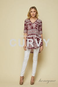 Crimson and Mint Paisley Top