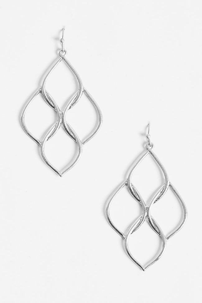 This elegant dangle drop earring set features multiple tear drop pieces and a charming look. Comes in Gold and Silver