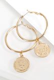 These lovely antique coin charm hoop earrings are brought to you  by Urbanista. Pick your favorite color, gold or silver.  