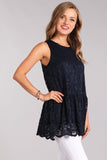 This navy sleeveless lace peplum top is so feminine and perfect for the spring and summer days ahead. The updated lace gives it dressy feel and the length is generous. 