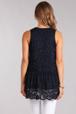 This navy sleeveless lace peplum top is so feminine and perfect for the spring and summer days ahead. The updated lace gives it dressy feel and the length is generous. 