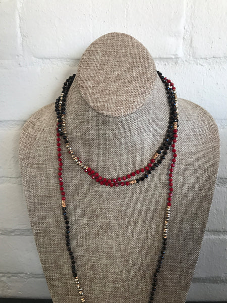 Twice as Nice Red and Black Beaded Necklace