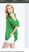 Open Shoulder Ruffle Sleeve Top