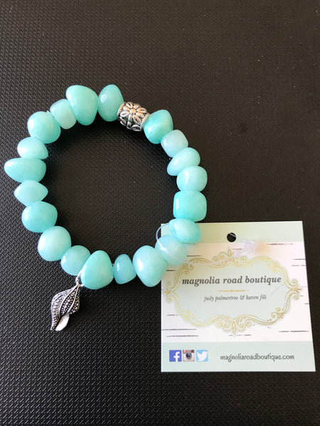 More Natural Stone Bracelets with Charm by Dixie Klein