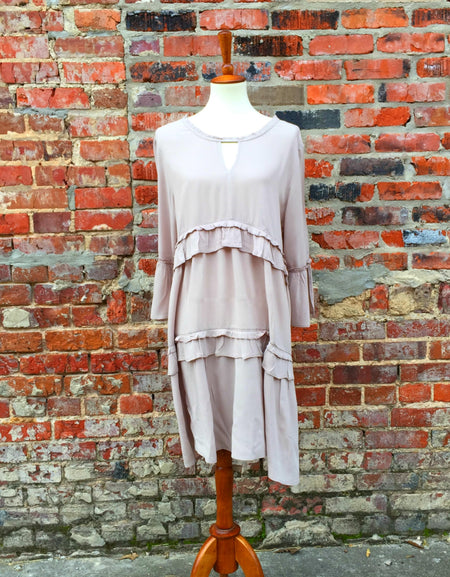 Purplish Top With Scalloped Hem and Sleeves