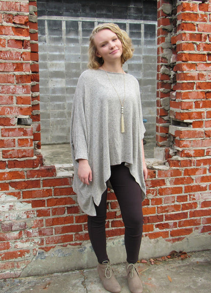 This extra soft over the top oatmeal sweater by Yahada is so cozy. We've paired it with our brown stretch jeans and our unique crystal long bead necklace with silk tassel from our Accessories Collection.
