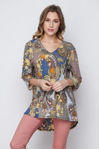 Crimson and Mint Paisley Top